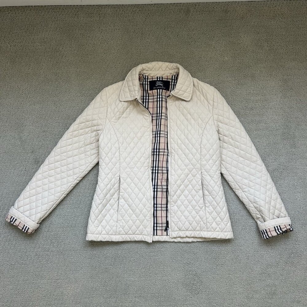 Burberry Brit Women’s Kencott Quilted Zip up Nova Check Jacket Beige Size XS